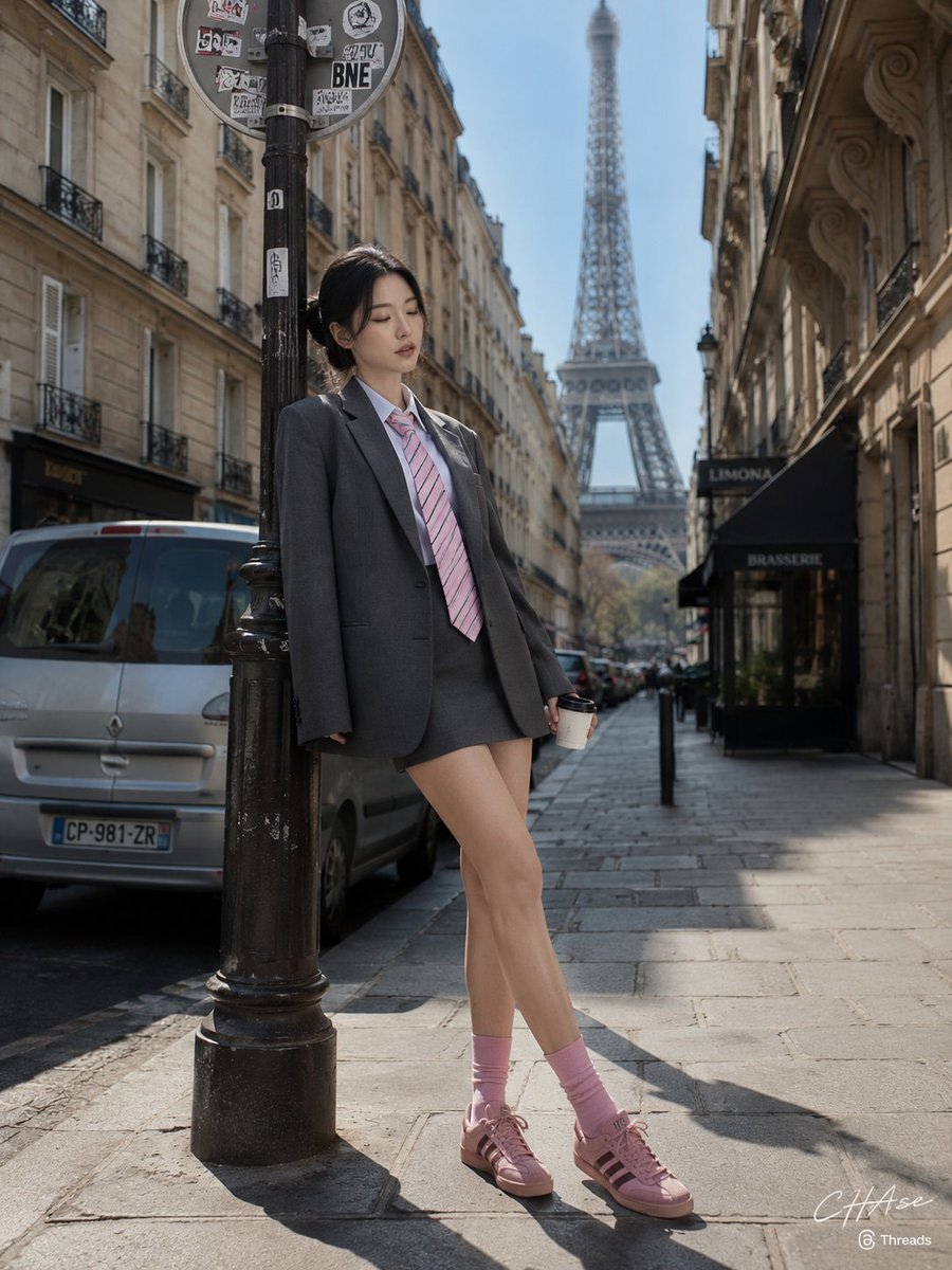 Parisian Chic Street Style Portrait AI image template preview