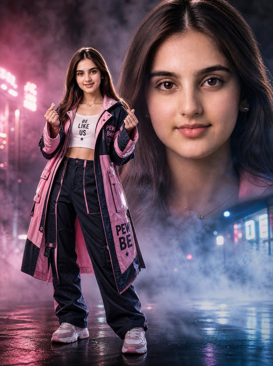 Neon Rain Streetwear Portrait AI image template preview