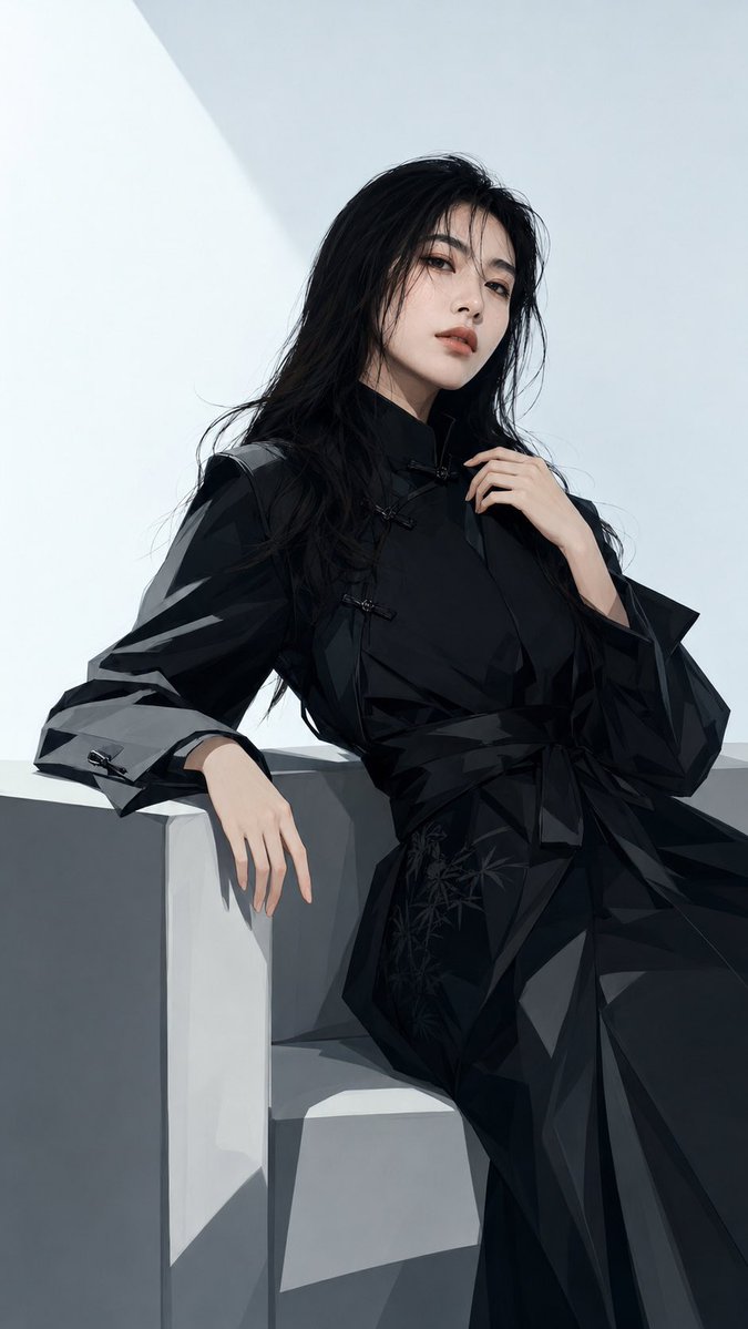 Black New Chinese Fashion Cover AI image template preview