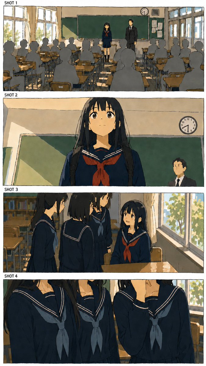 Anime Classroom Storyboard AI image template preview