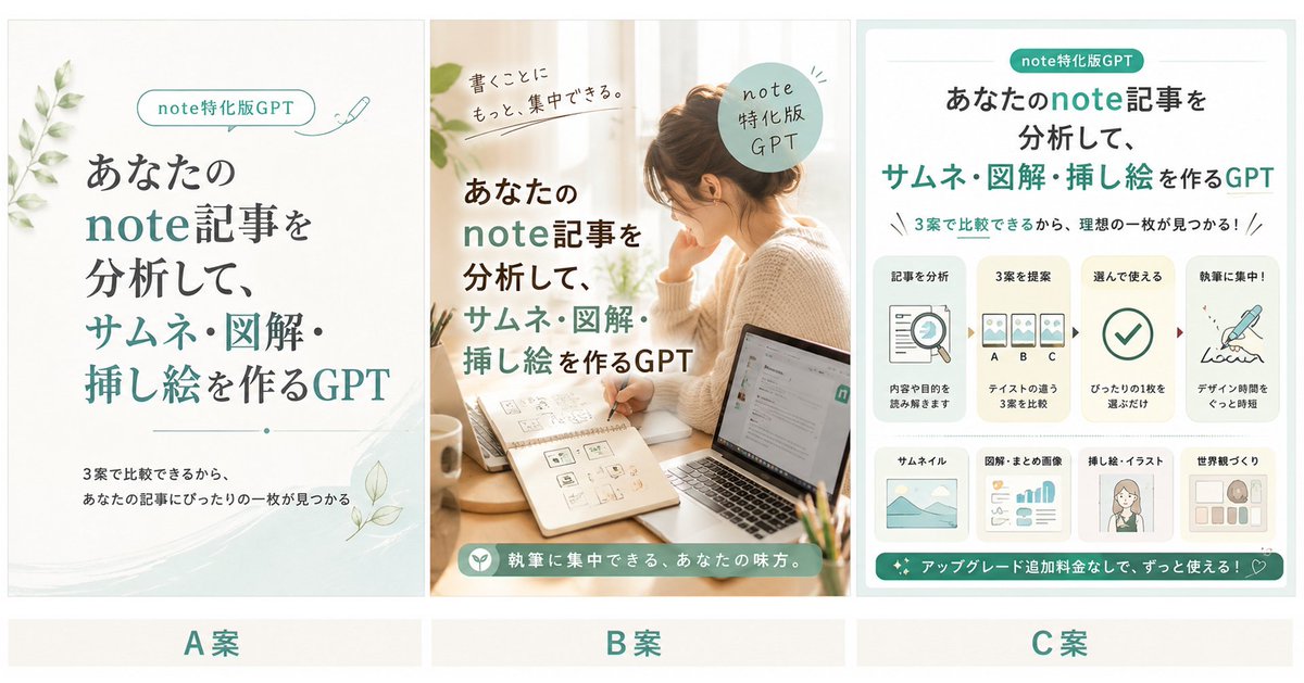Three Japanese Note GPT Cover Proposals AI image template preview