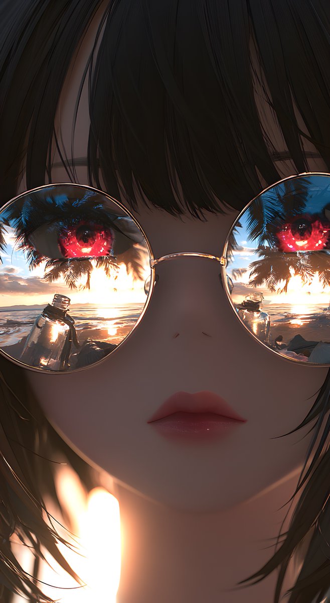 Crimson Eyes Glasses Reflection Portrait example 2
