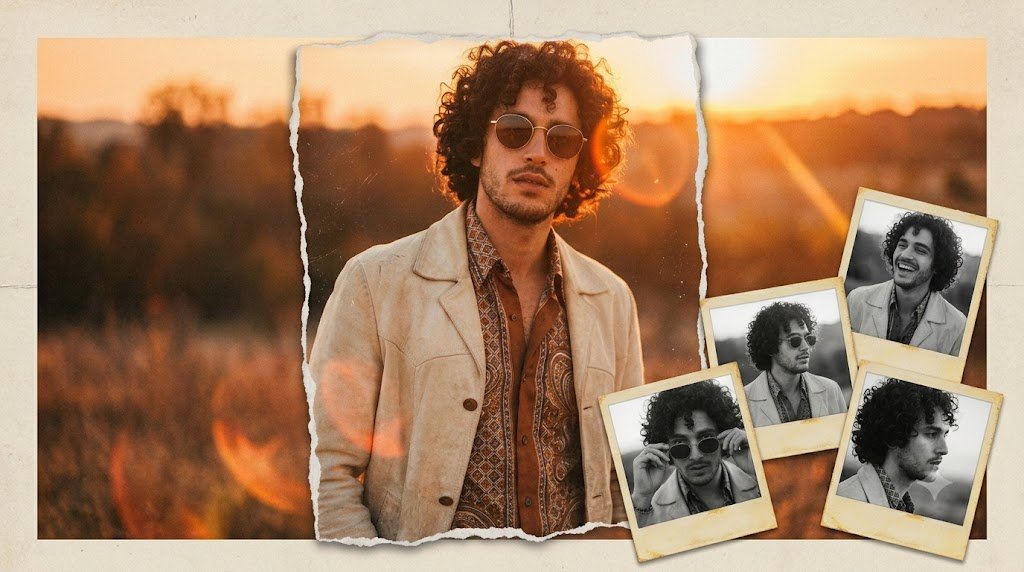 Vintage Anonymous Portrait Collage AI image template preview