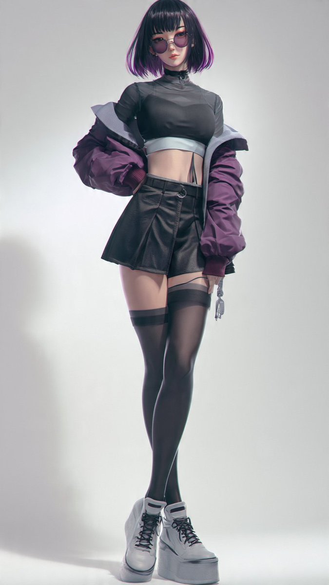 Anime Cyber Streetwear Full-Body Portrait AI image template preview