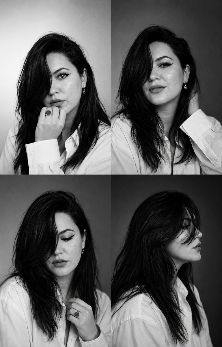 Monochrome Fashion Casting Contact Sheet AI image template preview