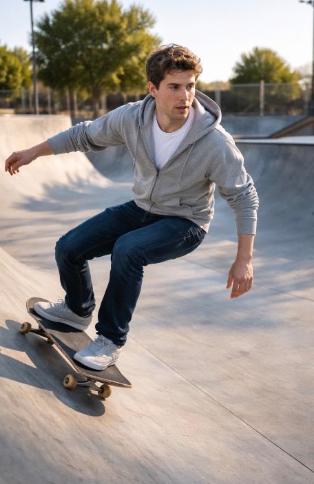 Sam Altman Skateboarding in Empty Park AI image template preview