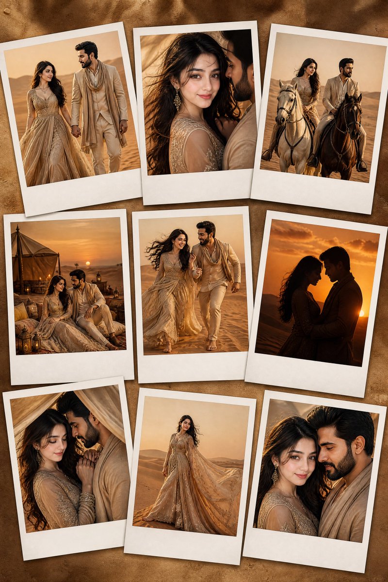 Desert Fashion Editorial Portrait AI image template preview