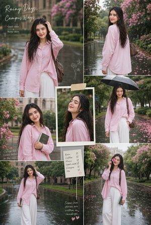 Rainy Campus Portrait Collage AI image template preview