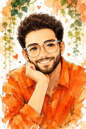 Vibrant Watercolor Anime Portrait AI image template preview
