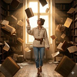 Abandoned Library Fantasy Portrait AI image template preview