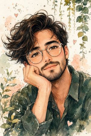 Watercolor Anime Style Male Portrait AI image template preview