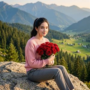 Mountain Rose Portrait AI image template preview