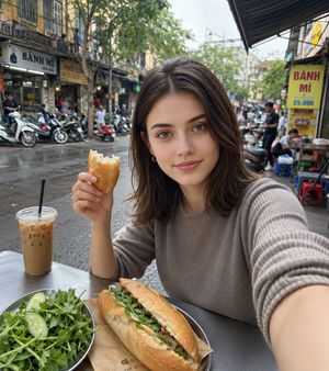 Vietnam Street Food Selfie AI image template preview