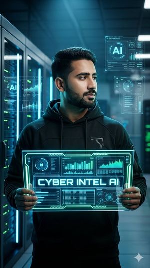 Cyberpunk AI Entrepreneur Portrait AI image template preview