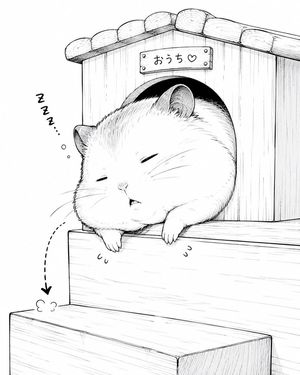 Sleepy Round Hamster Manga AI image template preview