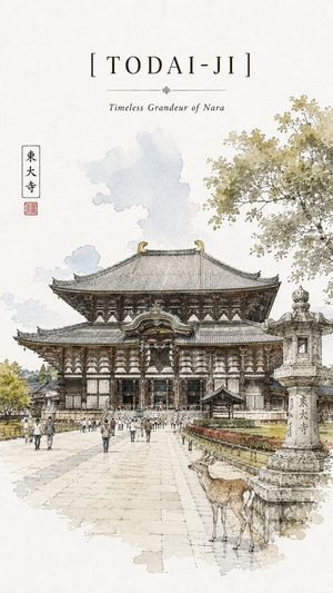 Kinkaku-ji Travel Sketch Poster AI image template preview