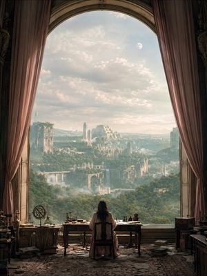 Surreal Observatory View AI image template preview