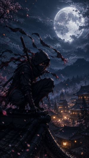Cinematic Ninja Anime Wallpaper AI image template preview
