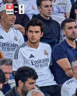 Realistic Real Madrid Football Stadium Fan Portrait AI image template preview