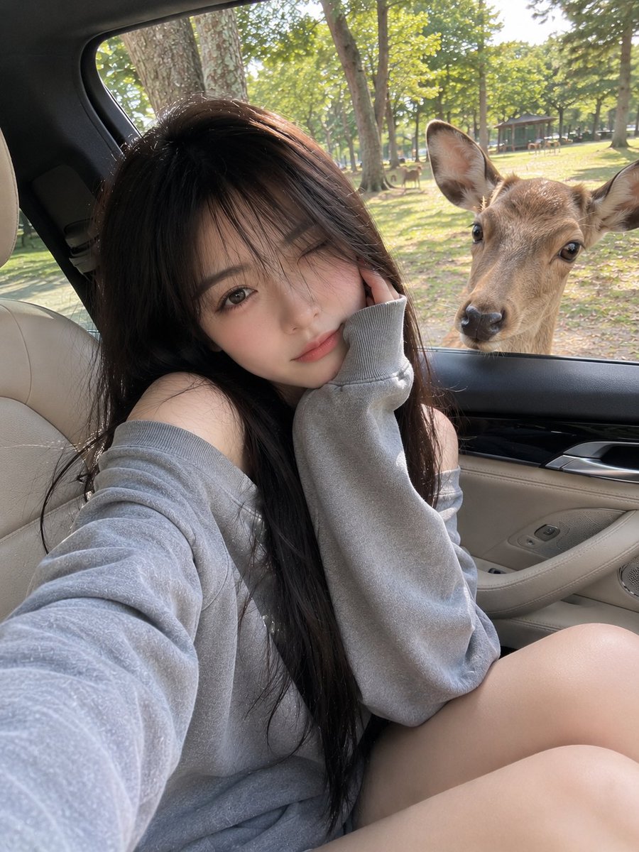 Candid Mobile Travel Snapshot with Deer example 1
