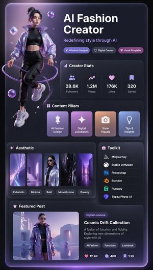 Xiaohongshu 3D Creator Profile Card AI image template preview