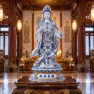 Blue and White Porcelain Style AI image template preview