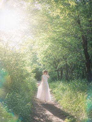 Dreamy Forest Golden Hour Portrait AI image template preview