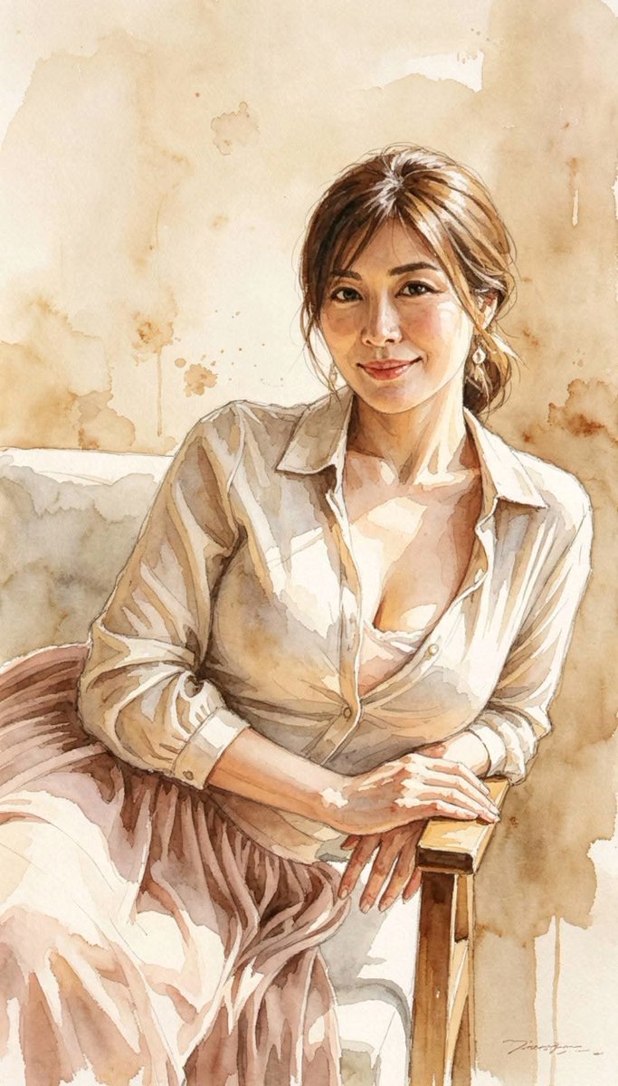 Masterpiece Watercolor Portrait Painting example 2