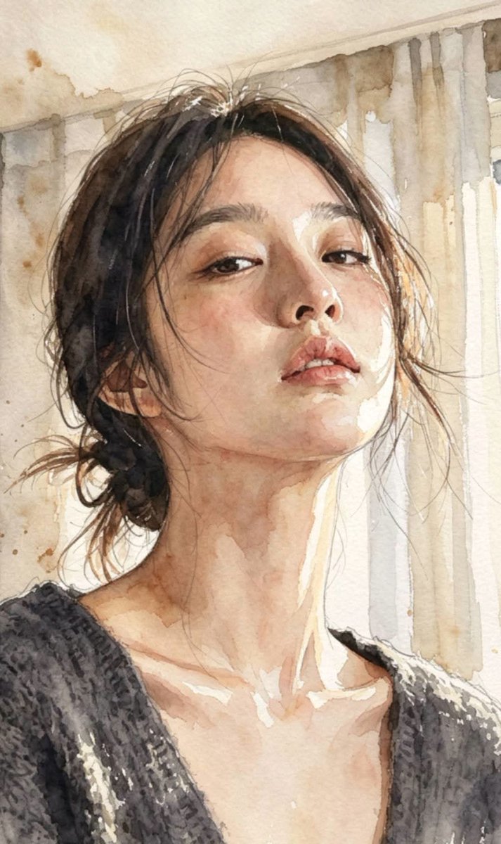 Masterpiece Watercolor Portrait Painting example 3