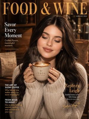 Cozy Beverage Magazine Cover AI image template preview
