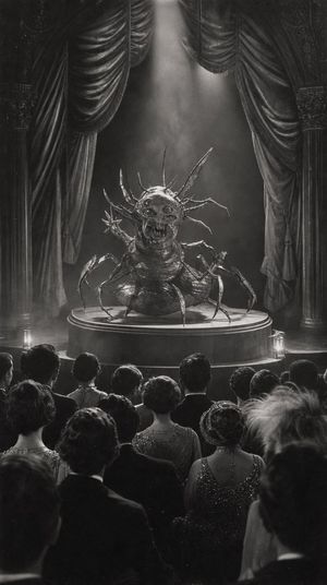 Sketch to Vintage Horror Theater Scene AI image template preview