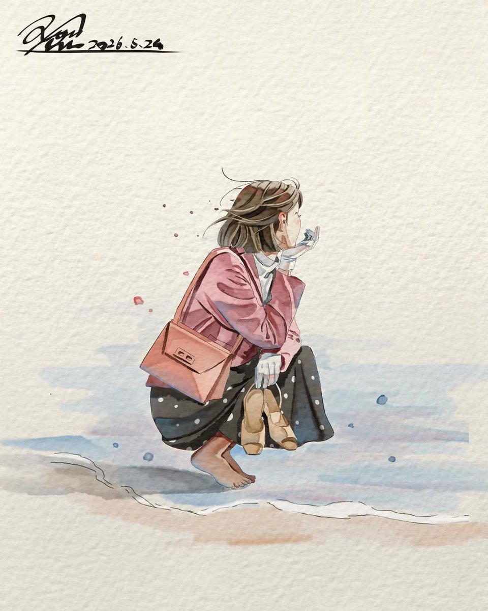 Minimalist Watercolor Anime Portrait Prompt example 2