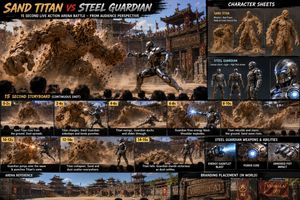 Pre-production Storyboard and Character Sheet AI image template preview