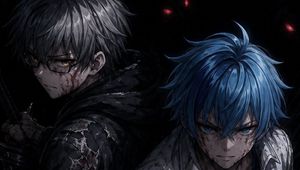 Dark Anime Warriors with Censored Faces AI image template preview