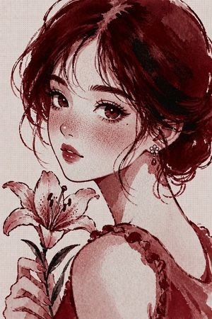 Censored Burgundy Watercolor Portrait AI image template preview