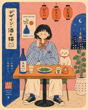 Risograph Style Cafe Illustration AI image template preview