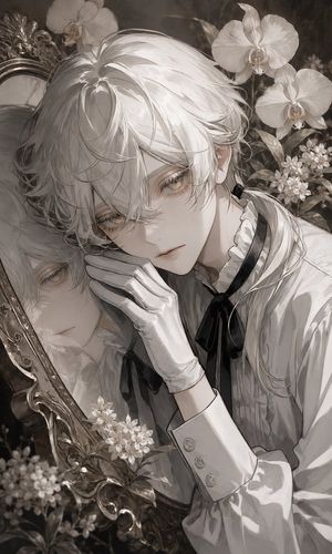 Sepia Anime Noble With Mirror AI image template preview