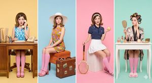 Retro 1960s Four-Panel Fashion Editorial AI image template preview