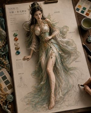 Mythical Haute Couture Sketch Workspace AI image template preview