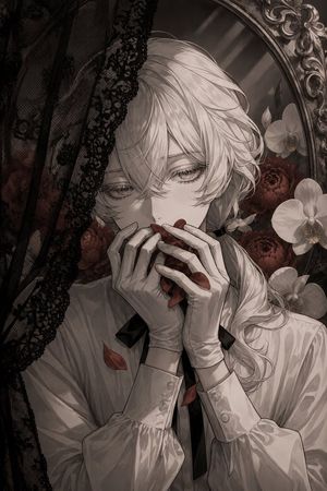 Gothic Silver-Haired Anime Portrait AI image template preview
