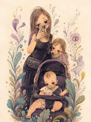 Surreal Pastel Gouache Illustration AI image template preview