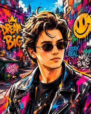 Vibrant Graffiti Street Art Transformation AI image template preview