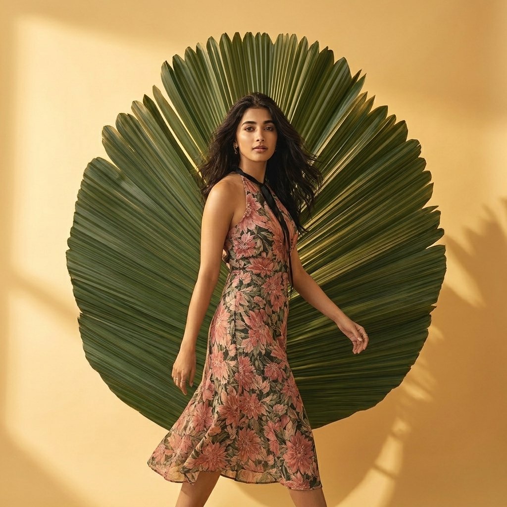 Tropical Leaf Fashion Portrait example 3