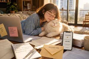 Cozy Job Offer Celebration AI image template preview