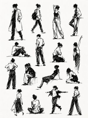 Sketchbook Human Gesture Studies AI image template preview