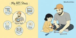 My API Stack Two-Panel Illustration AI image template preview