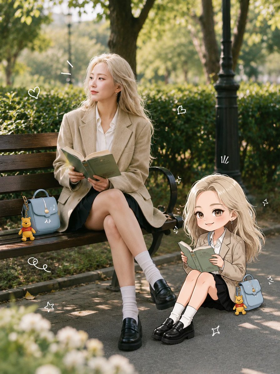 Realistic Portrait and Chibi Combo example 2