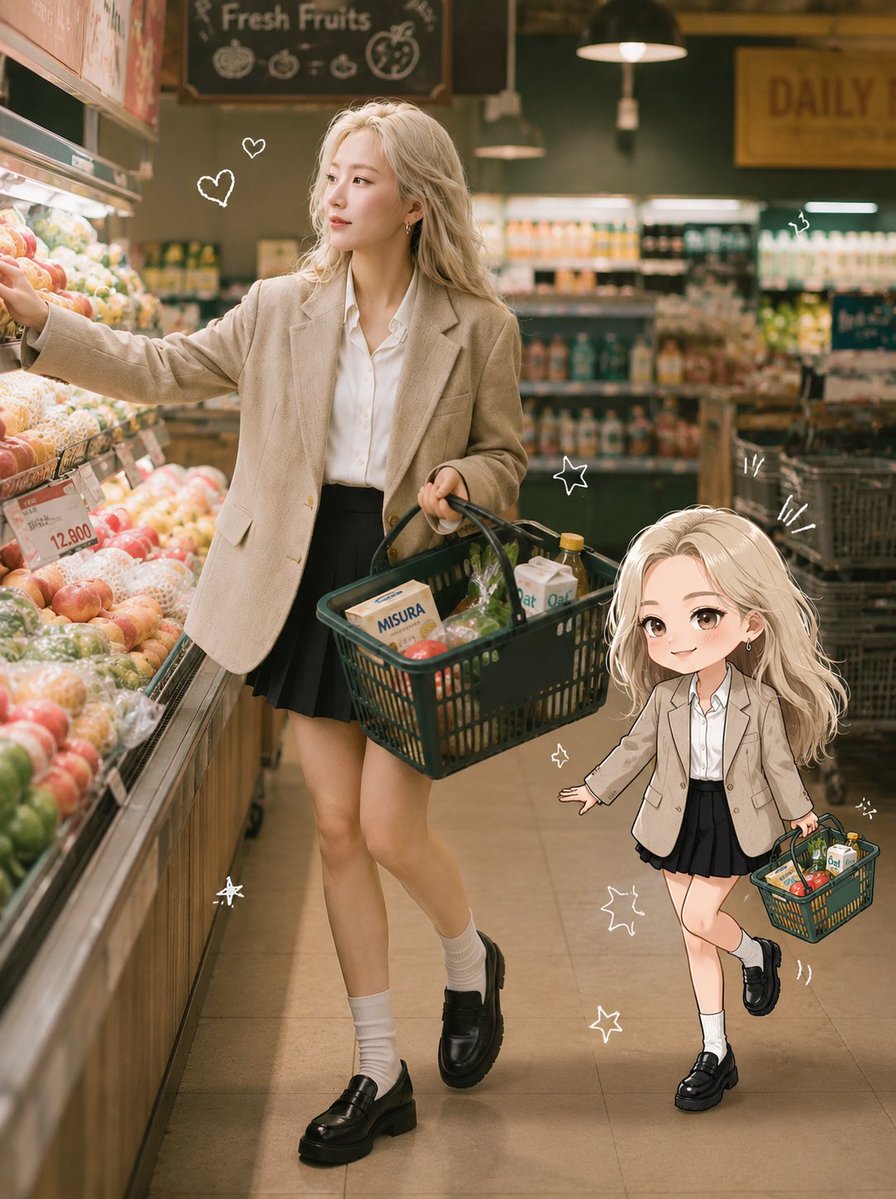 Realistic Portrait and Chibi Combo example 3