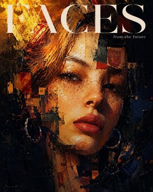 Expressionistic Impasto Magazine Portrait AI image template preview