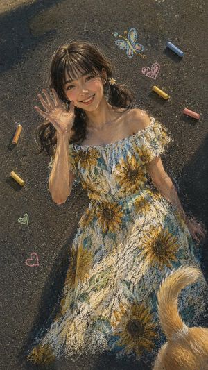 Asphalt Chalk Art Portrait AI image template preview